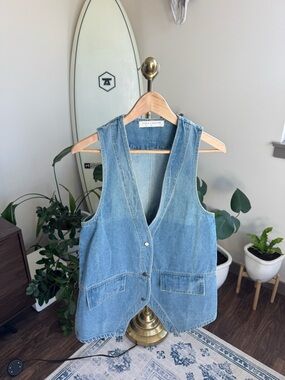 NWOT oversized long denim vest